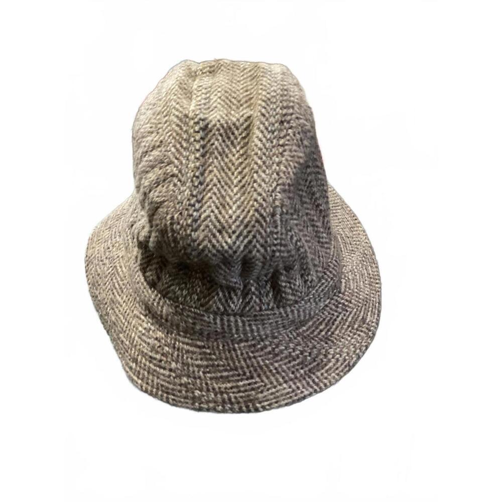 Arlin Cozy Brown Herringbone Wool Bucket Hat Large